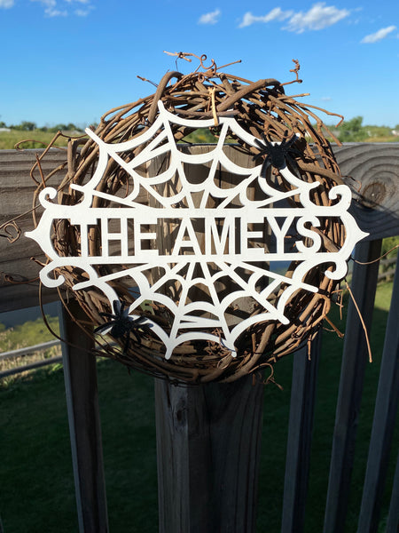 Family Name Spider Web Wreath