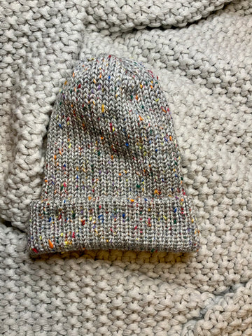 Adult Knit Hat - Grey Rainbow Sprinkle
